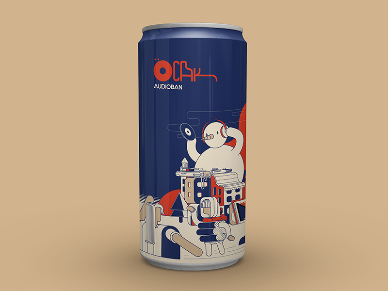 Audioban january beer can mock up beer can burak beceren illustration graphic design vector character design design drawing typography artwork flat audioban event calendar program music snowman djs flyer