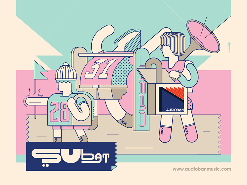 Audioban february detail play limbo doodle sketch flyer music program calendar event audioban flat artwork typography drawing design character design vector graphic design illustration burak beceren
