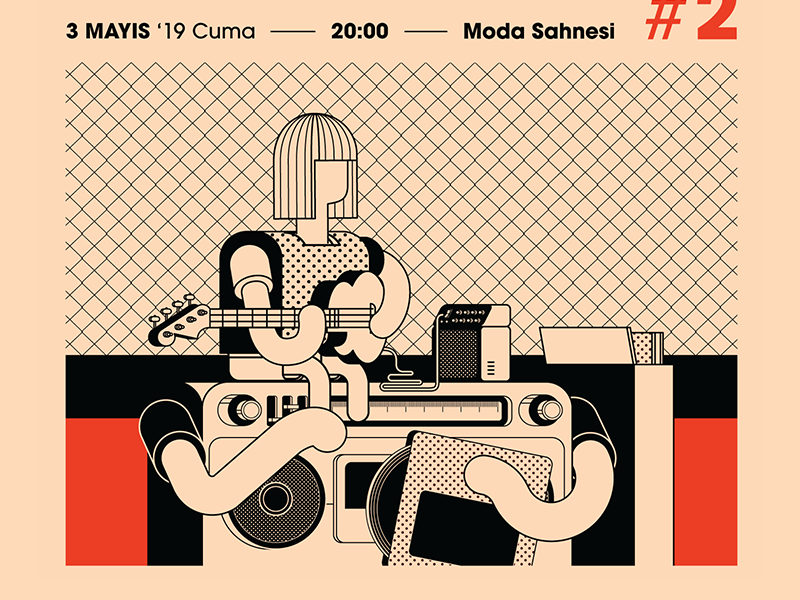 Radyo Eksen Poster detail illustration graphic design vector character design design typography artwork program music flyer sketch doodle poster posters event radio dj guitarist guitar vinyl