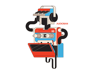 Audioban Characters artwork audioban burak beceren casette character design creature design doodle flat graphic design headphones illustration music player vector walkman
