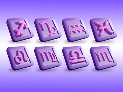 3D Zodiac Icons 3d 3d icon astrology design graphic design icon illustration objects space zodiac