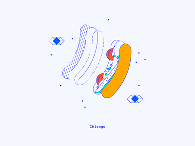 Chicago chicago dog design dimensional hotdog illustration location office