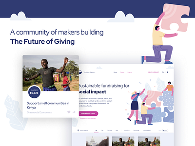 The Future of Giving - Giveth app blockchain cryptocurrency design illustration landing page website