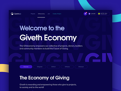 GIVeconomy app blockchain cryptocurrency landing page ui website