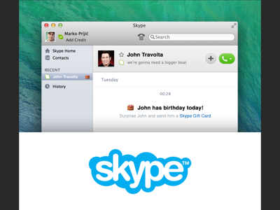 Skype birthday notice app birthday friend john travolta notification skype usability
