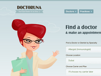 Doctor Una appointment doctor female homepage illustration uae website