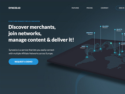 Header api cashback content landing page loyalty merchants network rewards service software