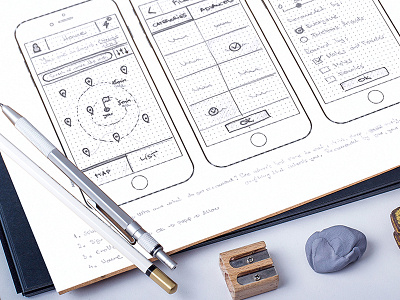 Handmade Wireframes app drawing ios8 iphone6 mobile sketch wireframes