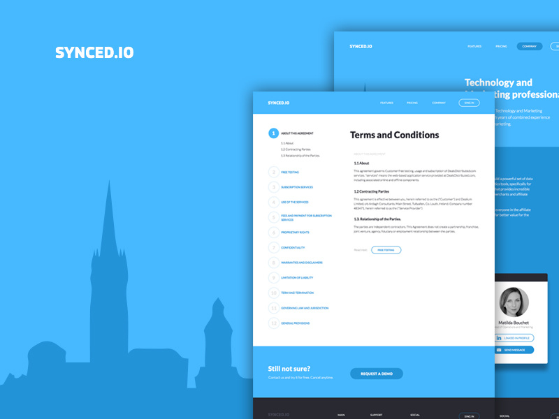 Synced about us terms and conditions company cloud affiliate networks merchants brands api business enterprise