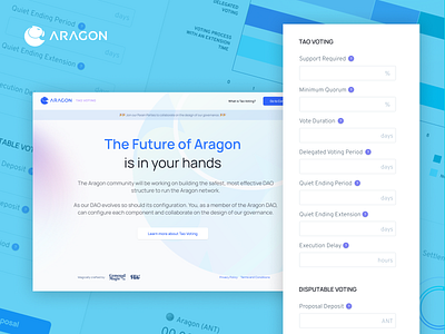Aragon TAO Voting app blockchain dao governance ui