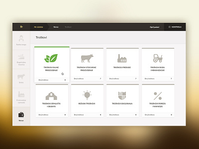 Novac agriculture app cards data expenses farm icons money software