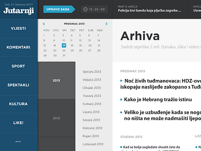 Arhiva app hover media navigation news newspaper portal responsive sidebar transition website