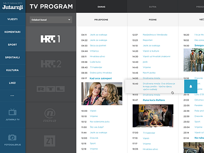 TV Schedule app hover media navigation news newspaper portal responsive sidebar transition website
