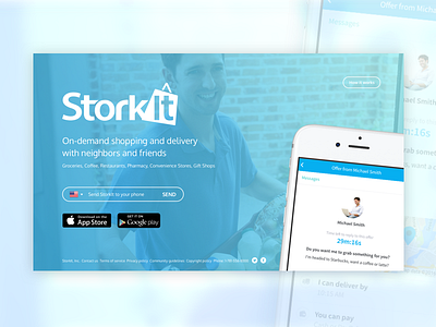 StorkIt Landing Page V2 app delivery groceries ios landing page mobile shopping store storkit