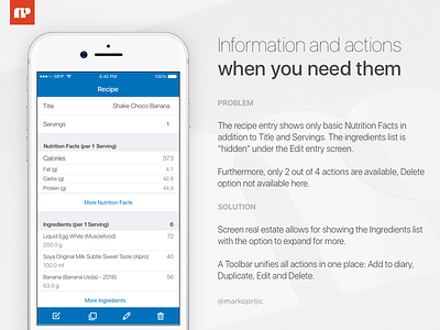 MFP Recipe Entry app concept ios myfitnesspal redesign underarmour ux