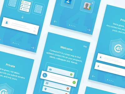 Onboarding Intro Screens address book app contacts management intro onboarding security