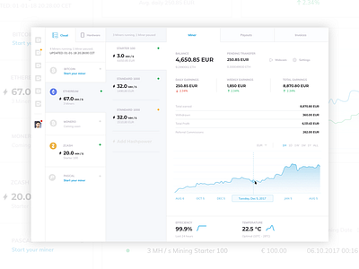 Mining Dashboard Products Overview blockchain cloud mining cryptocurrency dashboard gpu mining hardware mining hashpower mining