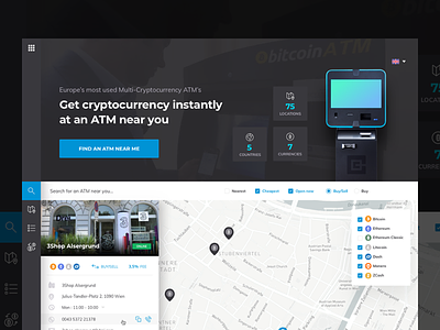 ATM Landing Page atm banking cryptocurrency landing page location services money