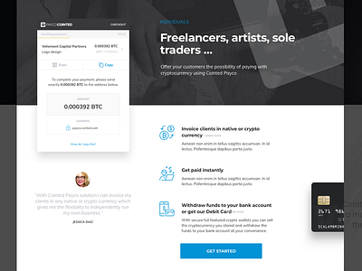 Crypto Freelancers Artists Sole Traders banking blockchain cryptocurrency design landing page website