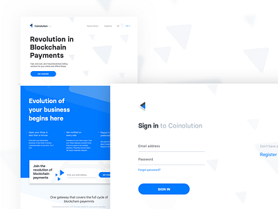 Landing Page & Sign In blockchain blue business cryptocurrency design landing page software typography website