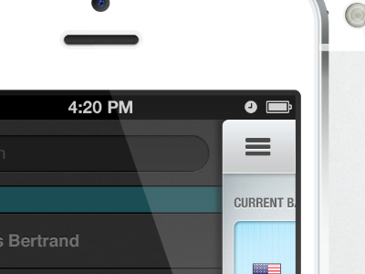 Slide panel app banking dashboard finance iphone sidebar slide panel swipe right