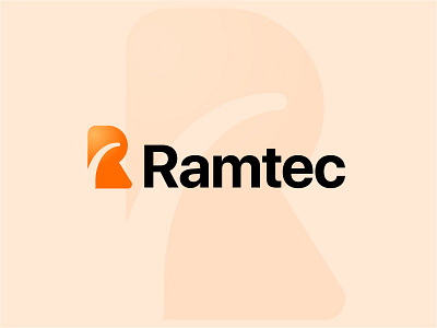 Ramtec brand branding design geometric gradient graphic design illustration logo logo design logomark minimalist minimalistic orange orange gradient pictorial pictorial logo sunset orange typography vector