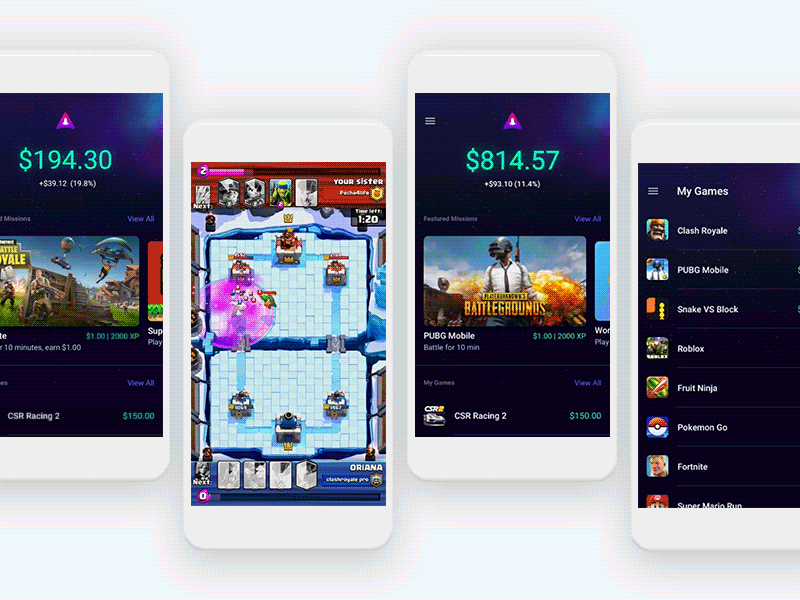 Blast - My Games android animation app design gaming gif mobile prototype space ui user interface ux