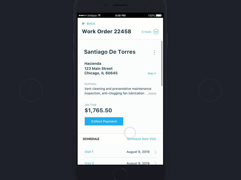 Multiple concepts for Work Order detail screen animation invision ios servicebridge ui uiux user experience userinterface