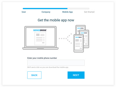 Third step in a sign up flow form design servicebridge sign up user flow ux designer