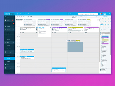 Calendar - Field Service Management - ServiceBridge.com dashboard illustration invoice modal service bridge servicebridge user experience user flow ux web app