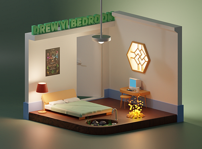 Drew's bedroom blender c4d color design house illustration internet room ui