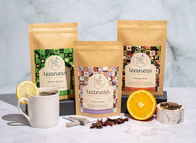 Teaness Packaging cbd packaging packaging design pattern photography sustainable tea