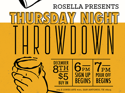 Rosella Thursday Night Throwdown Flyer coffee concept flyer hand illustration latte poster throwdown type