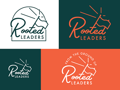 Rooted Leaders Branding Concept II badge branding flag handdrawn icon illustration leader logo rooted script