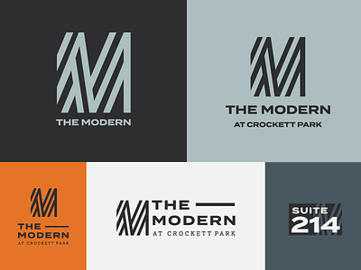 The Modern at Crockett Park Logo industrial logo m modern simple