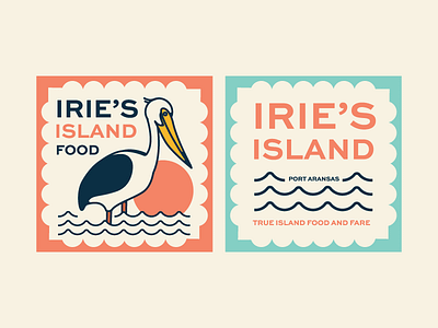 Irie's Island WIP bird island logo pelican sea