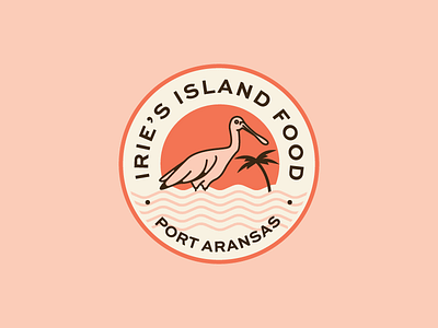 Irie's Badge Logo badge bird island palm tree restaurant
