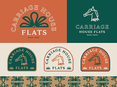 Carriage House Flats WIP americano flats floral horse house logo pattern