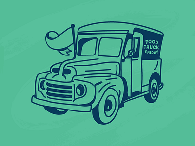 Food Truck illo flag food truck illustration truck