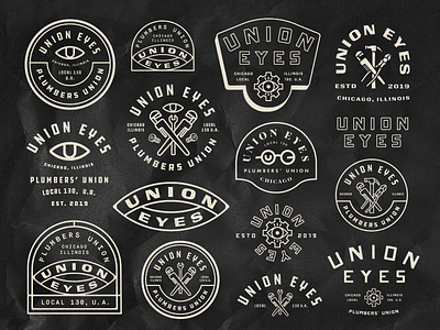 Union Eyes Badges badges branding chicago exploration eye icons plumber tools union