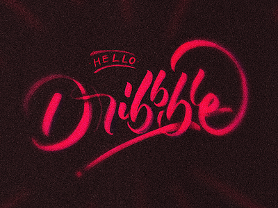 Hello Dribbble brush pen calligraphy debut free throw lettering typography