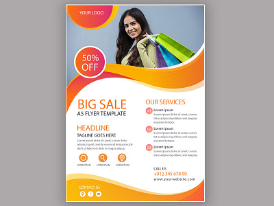 Sales A5 flyer with photo template Vector big sale discount flyer flyer template half price poster poster template ready to print sale vertical