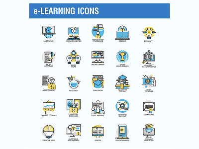 e-Learning Vector Illustration Icons