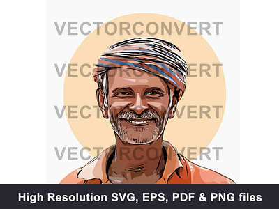 Indian old farmer smiling vector illustration indian old farmer old man portrait rural india smiling vector illustration