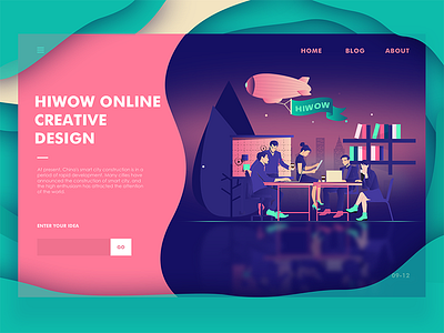 hiwow Online creative design colors digital hero illustration interface landing ui ux web