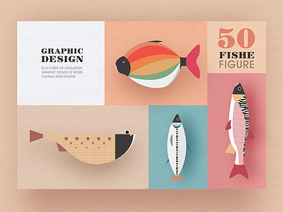 Geometric graphic design - Fish modeling design 2 card collocation design fish fresh graphic icon illustrations image