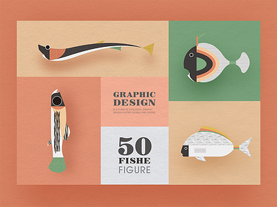 Geometric graphic design - Fish modeling design 5 card collocation design fish fresh graphic icon illustrations image
