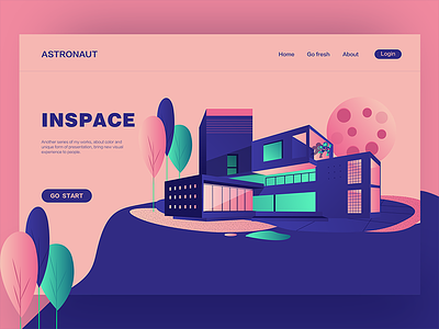A day in space colors digital hero illustration interface landing ui ux web