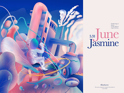 The fantasy June series-01 branding card colors design illustration interface ui web