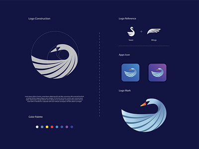 Swan combination logo app brand brand identity branding character design creative creative logo design graphic design icon illustration illustrator logo logo design logo mark logotype swan symbol vektor wings